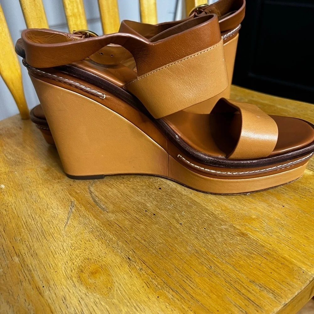 Tory Burch Selby Two Toned Wedge Sandals 9.5